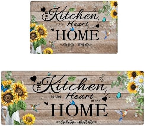Two-Piece Non-Skid Kitchen Mat Set with Comfortable Floral Designs