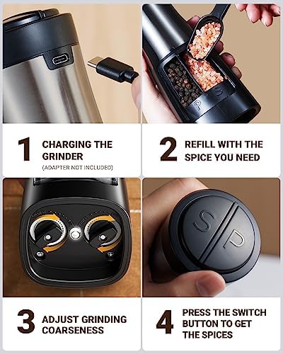 Sangcon 2-in-1 Electric Salt and Pepper grinder Set