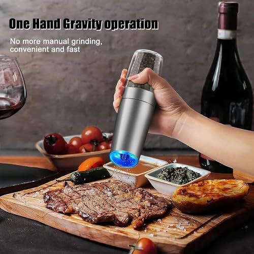 Elegant Electric Salt Pepper Mill Set with LED Light