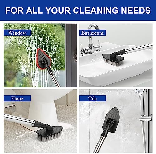 Tub Tile Scrubber Brush with 180 Rotation Extendable Design