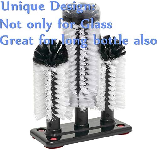Triple-Ended Glass Washer Brush Set for Sinks with Suction Cup