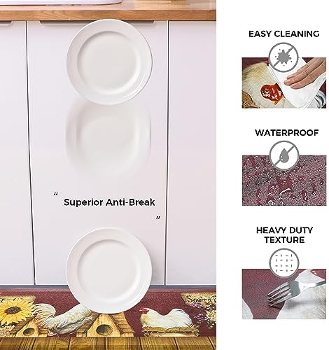 Multi-Colored Rooster Kitchen Mat