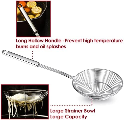 KEISSCO Stainless Steel Spider Skimmer Spoon Set 3-Piece Professional Kitchen Tool