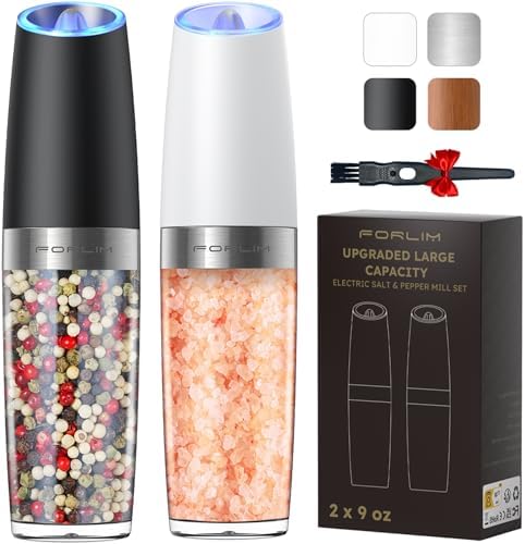 FORLIM Electric Salt Pepper Grinder Set 9 oz Adjustable Powerful
