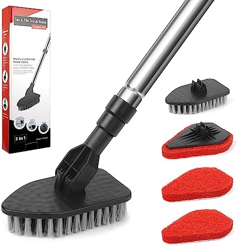 Tub Tile Scrubber Brush with 180 Rotation Extendable Design