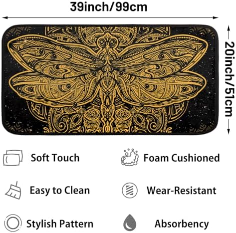 Funky Qiu Mandala Butterfly Anti-Fatigue Kitchen Mat Waterproof Non-Slip 39x20