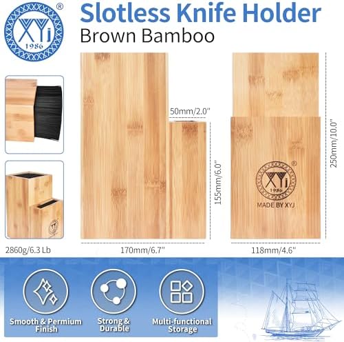 Bamboo Knife Holder with Non-Slip Base