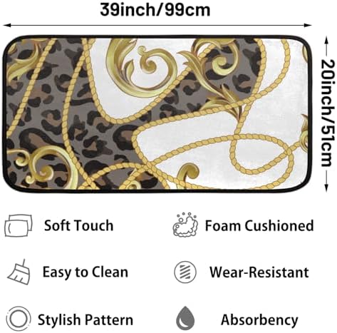 Funky QiuArt Cheetah Leopard Print Anti Fatigue Kitchen Mat