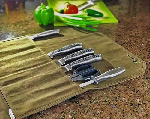 Professional Chefs Knife Roll - Waxed Canvas Foldable Culinary Bag