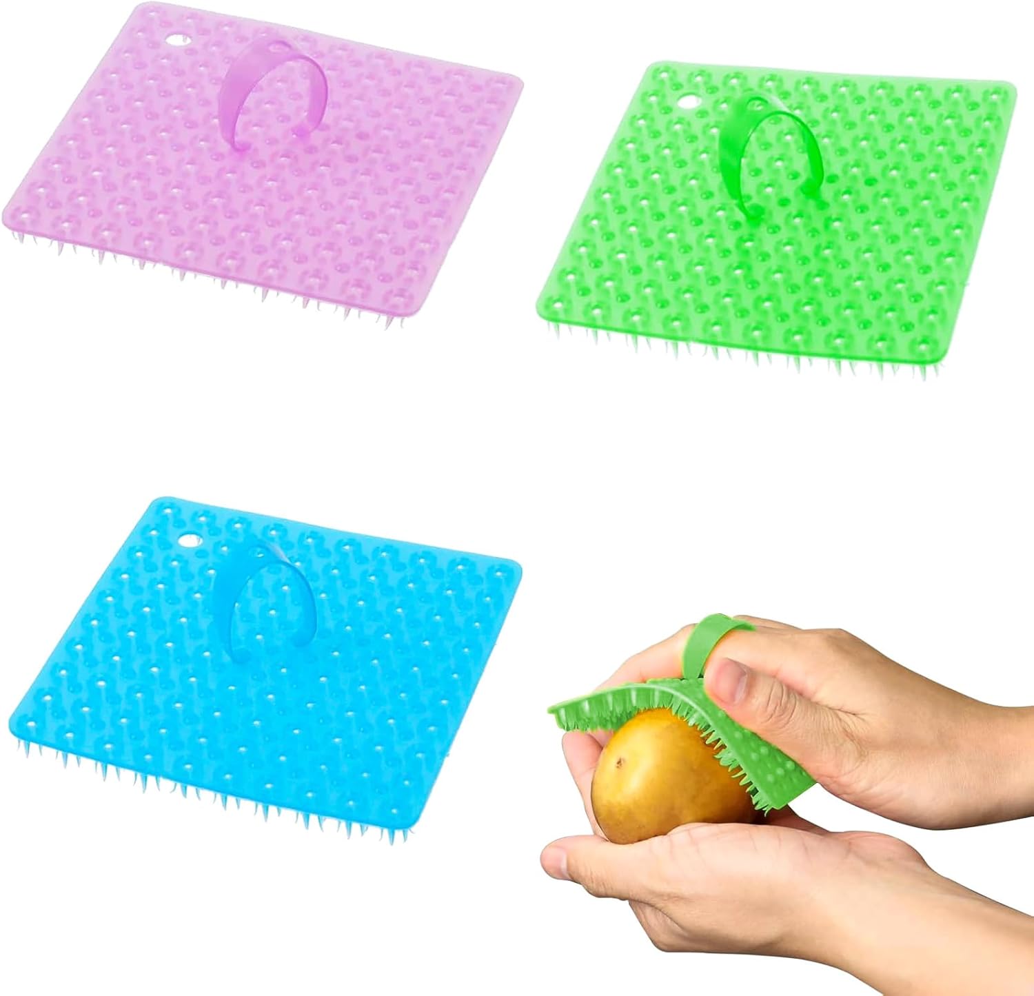 Umpiyte Vegetable Scrubbers 3-Piece Flexible Design for Kitchen Use