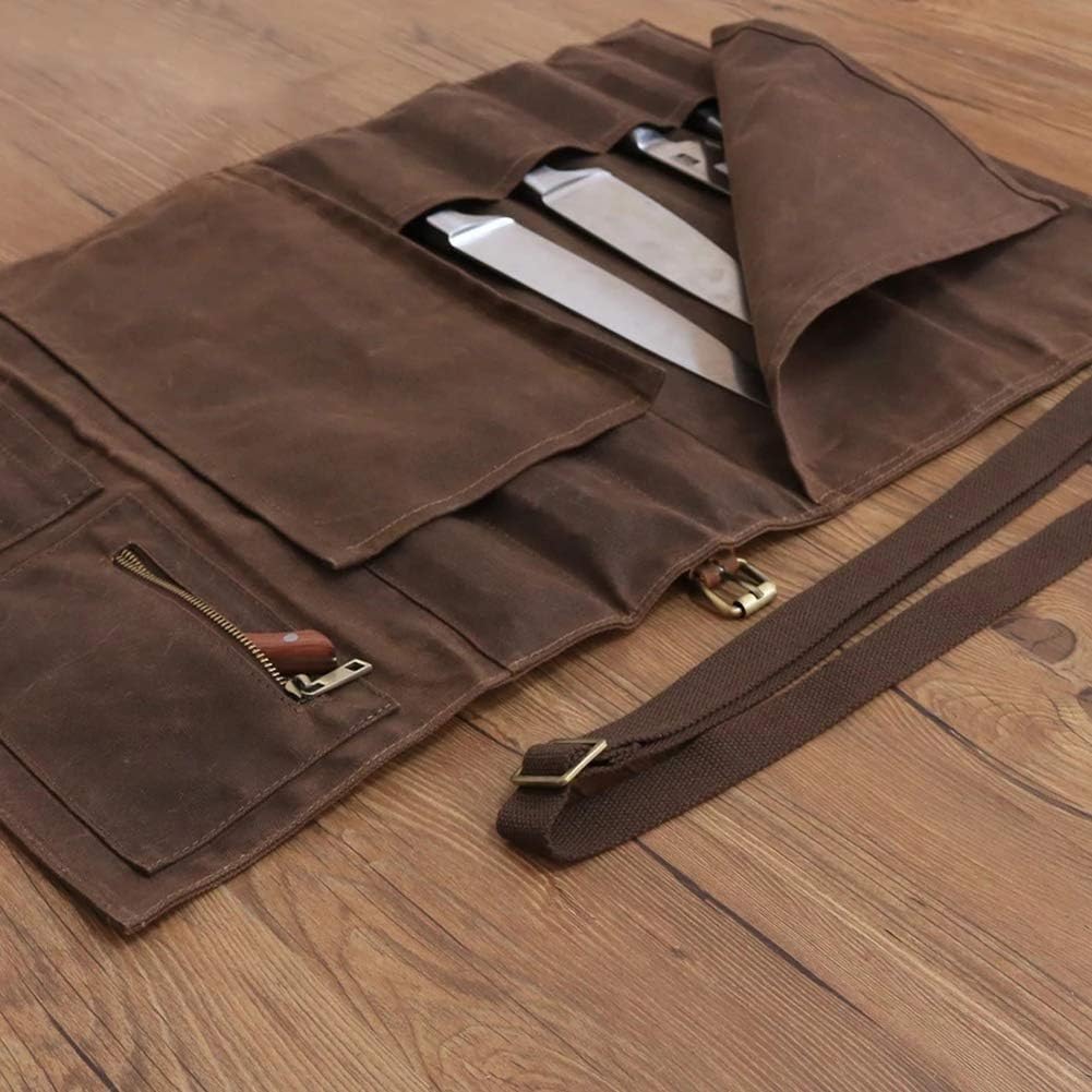 HERSENT Large Chefs Knife Roll Bag 11-Pocket Kitchen Tool Storage