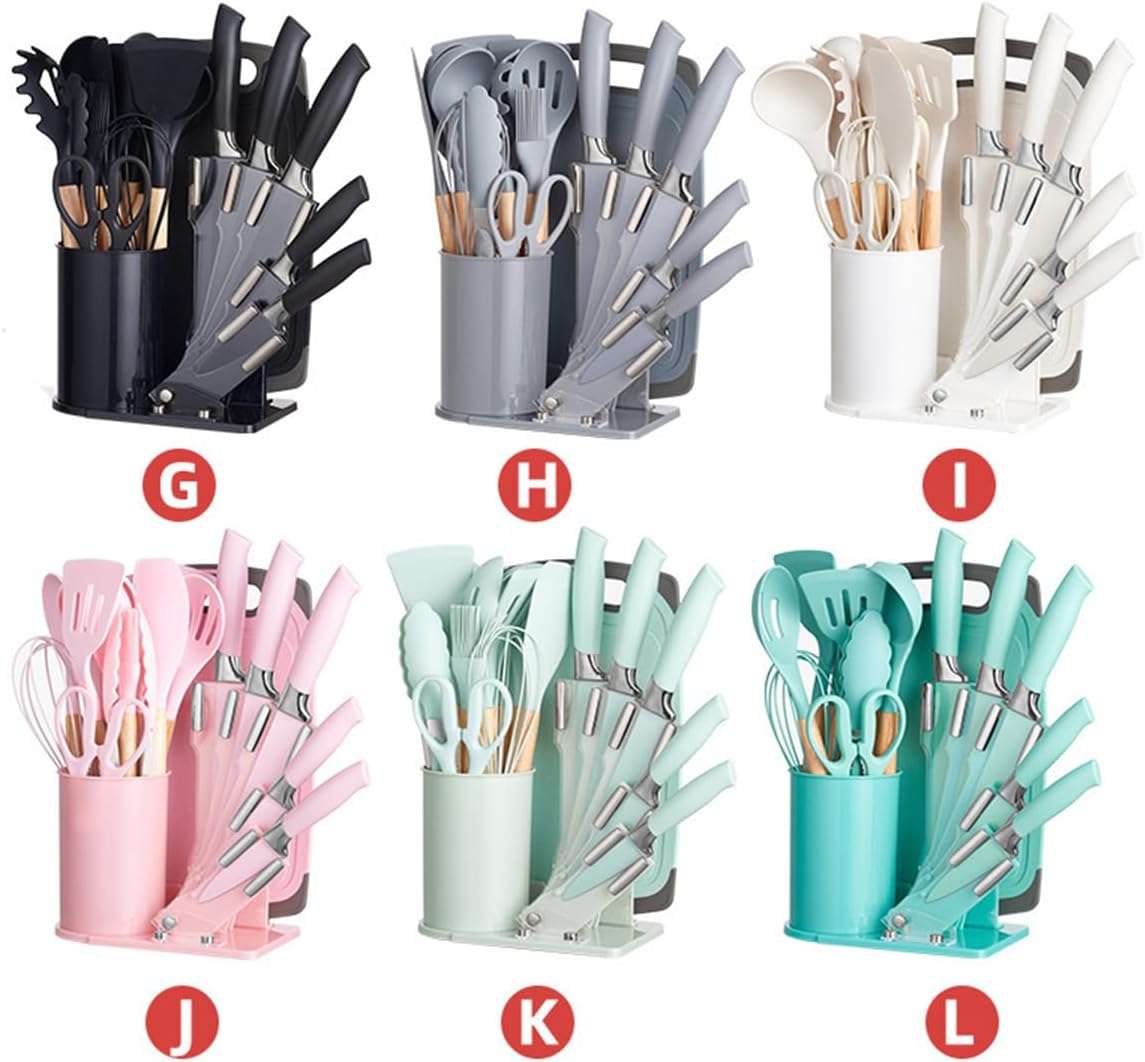 19-Piece Kitchen Knife and Utensil Set with Storage