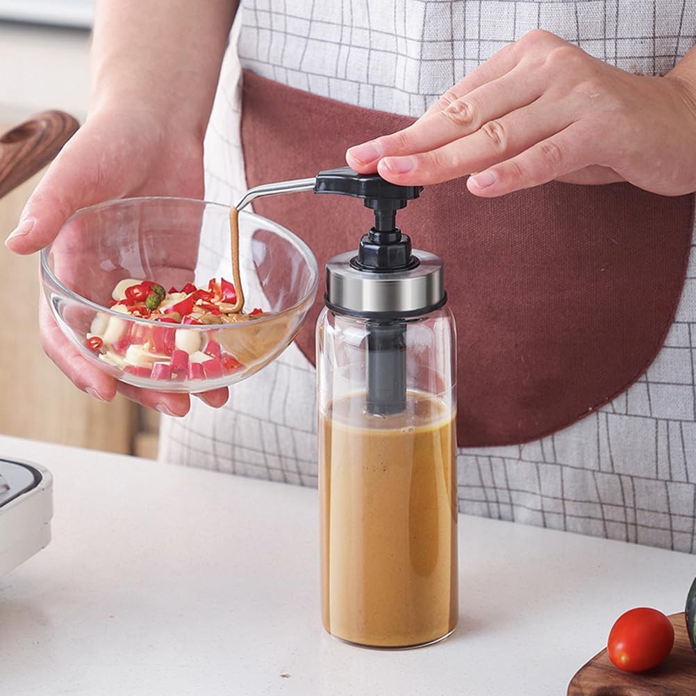 500ml Glass Sauce pump Leakproof Kitchen Dispenser