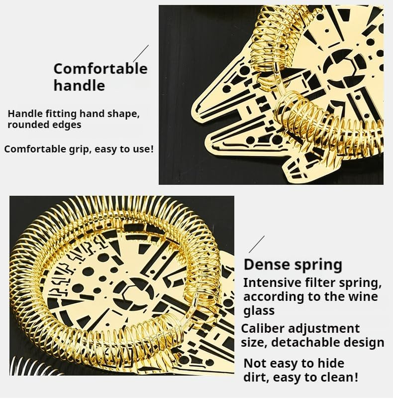 YUHWYI Hawthorne Cocktail Straterm Curved Handle Bar Strainer