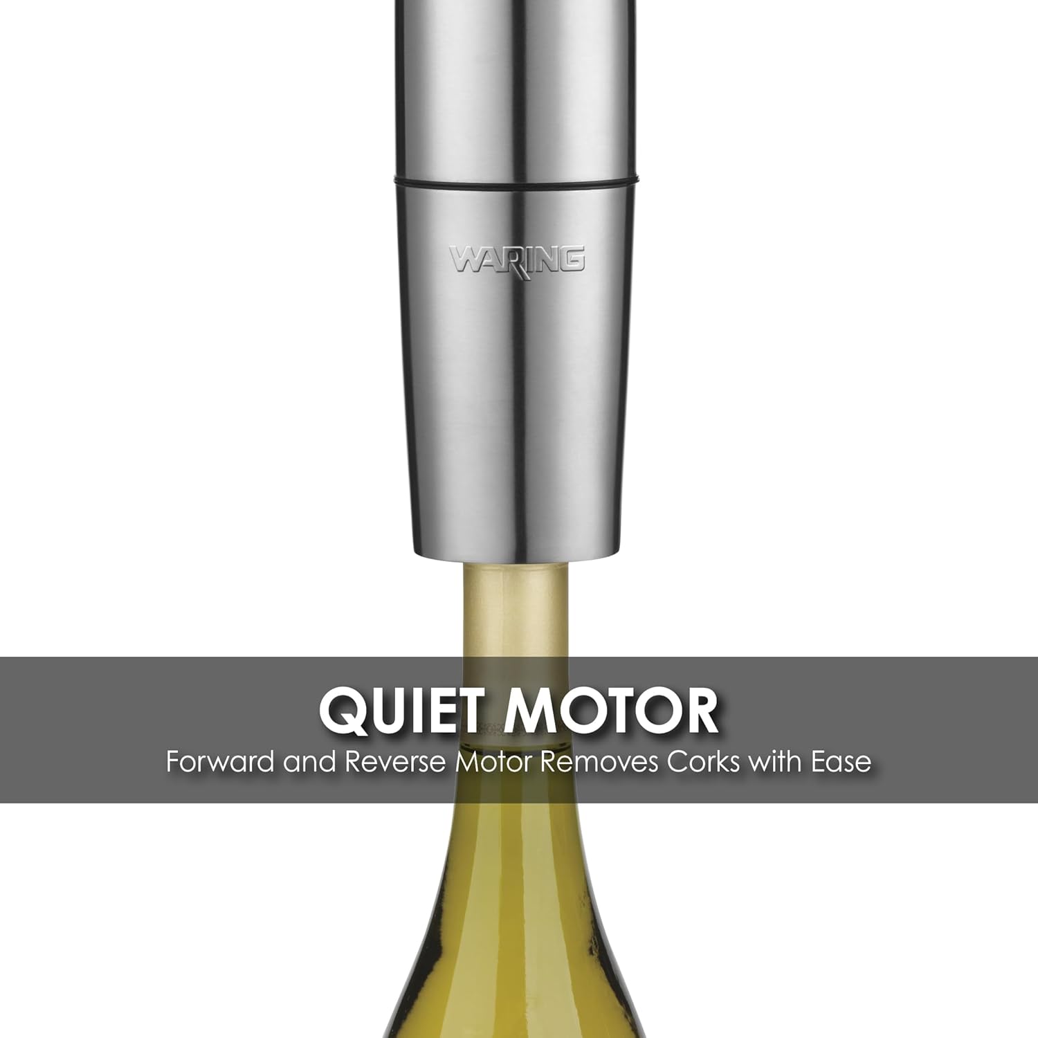 Waring Commercial WWO120 Portable Electric Wine Bottle Opener with Recharging Station Silver