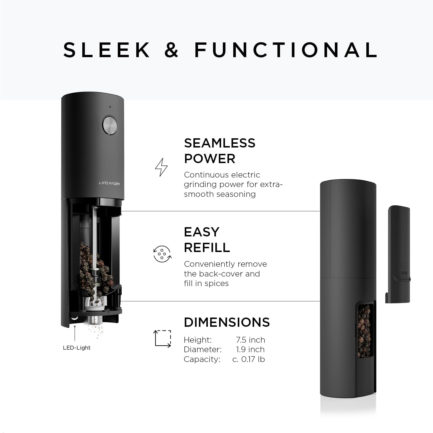 Electric Salt Pepper Grinder Set