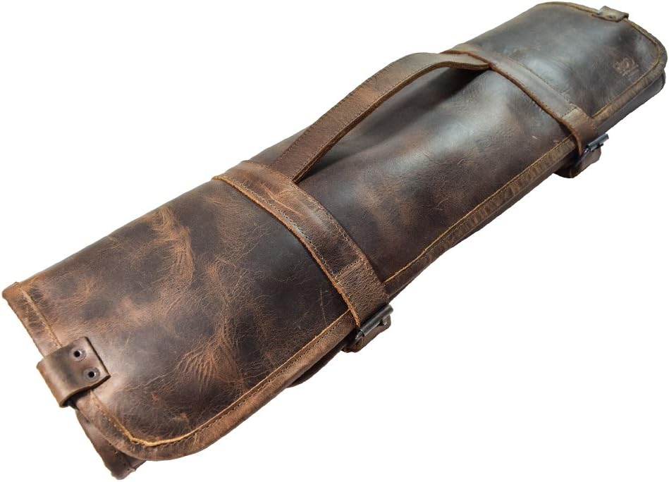 Rustic Leather Knife Roll Bag