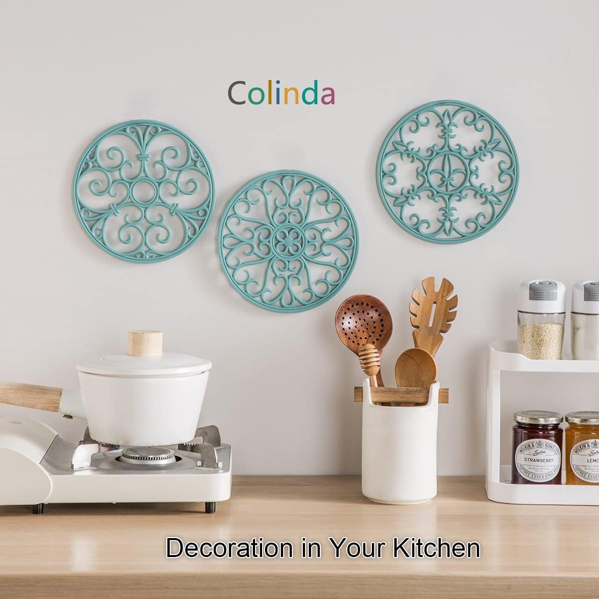Resilient Set of 3 - Non-Slip silicone trivets for Kitchen Use