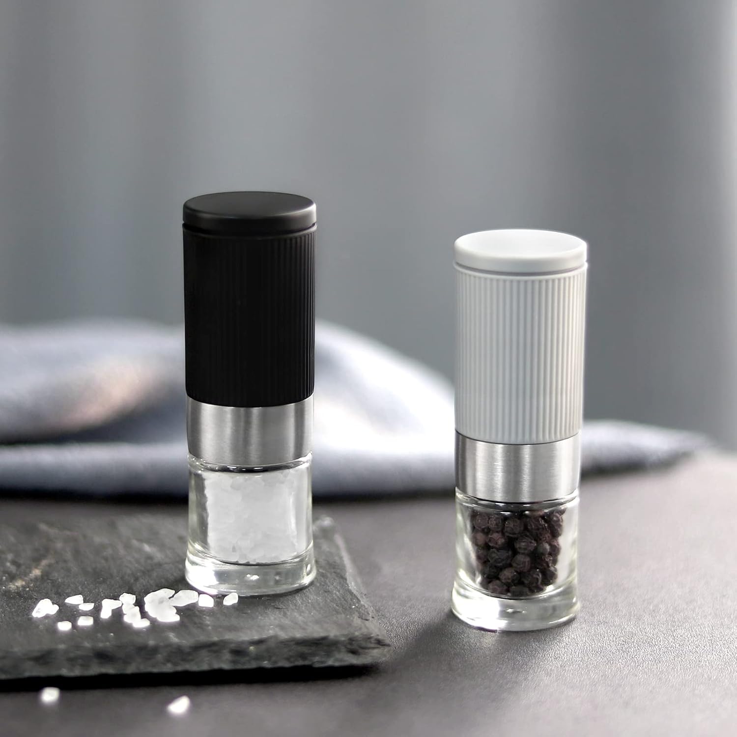 Mini Adjustable Salt Pepper Grinder Set