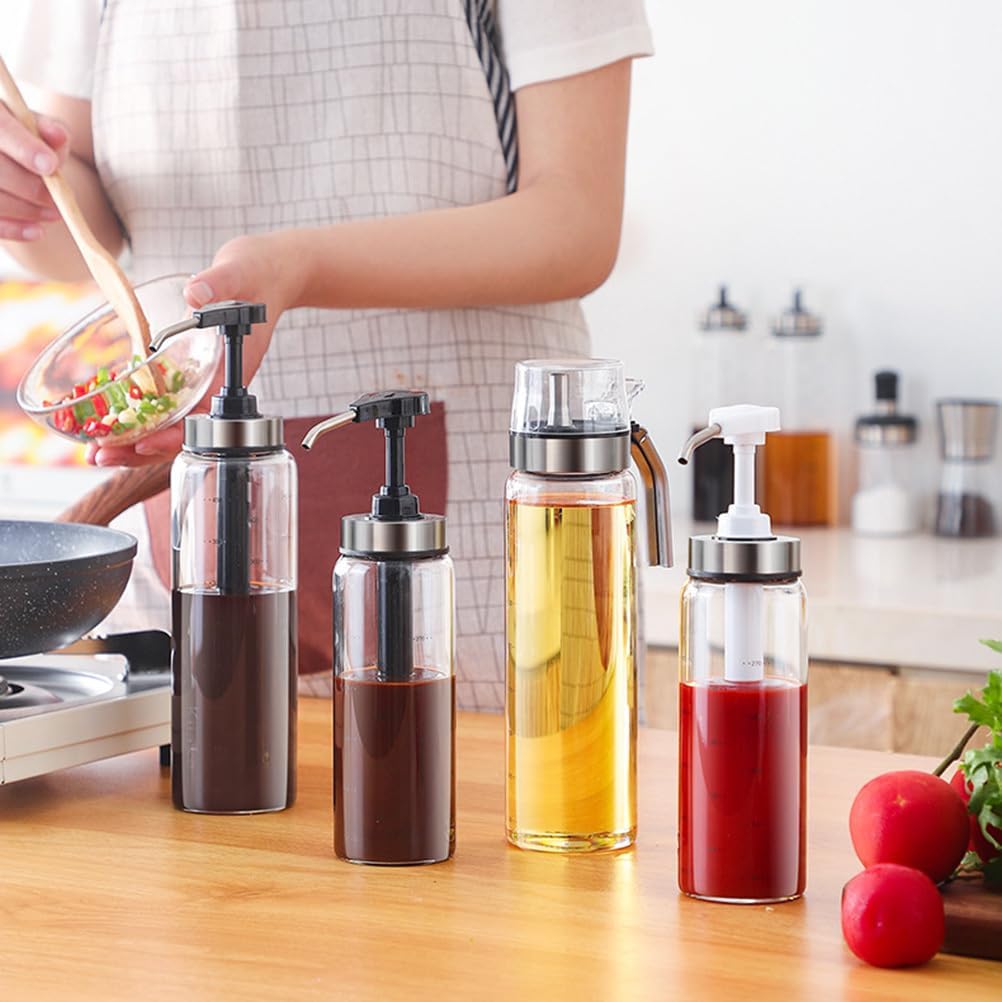 500ml Glass Sauce pump Leakproof Kitchen Dispenser