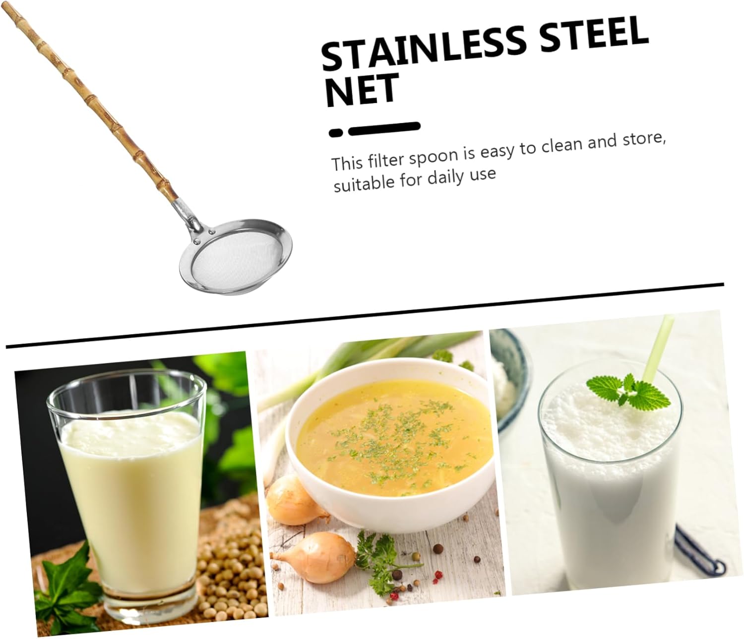DECHOUS 304 Stainless Steel Kitchen Strainer with Japanese Style Handle