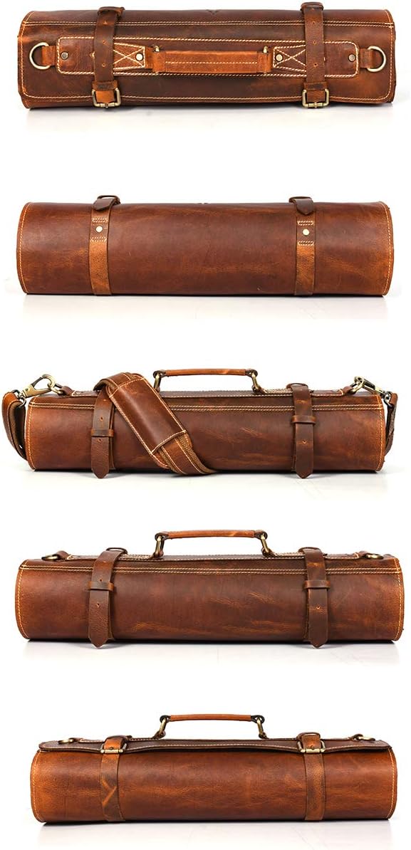 Stylish premium leather chef knife roll case