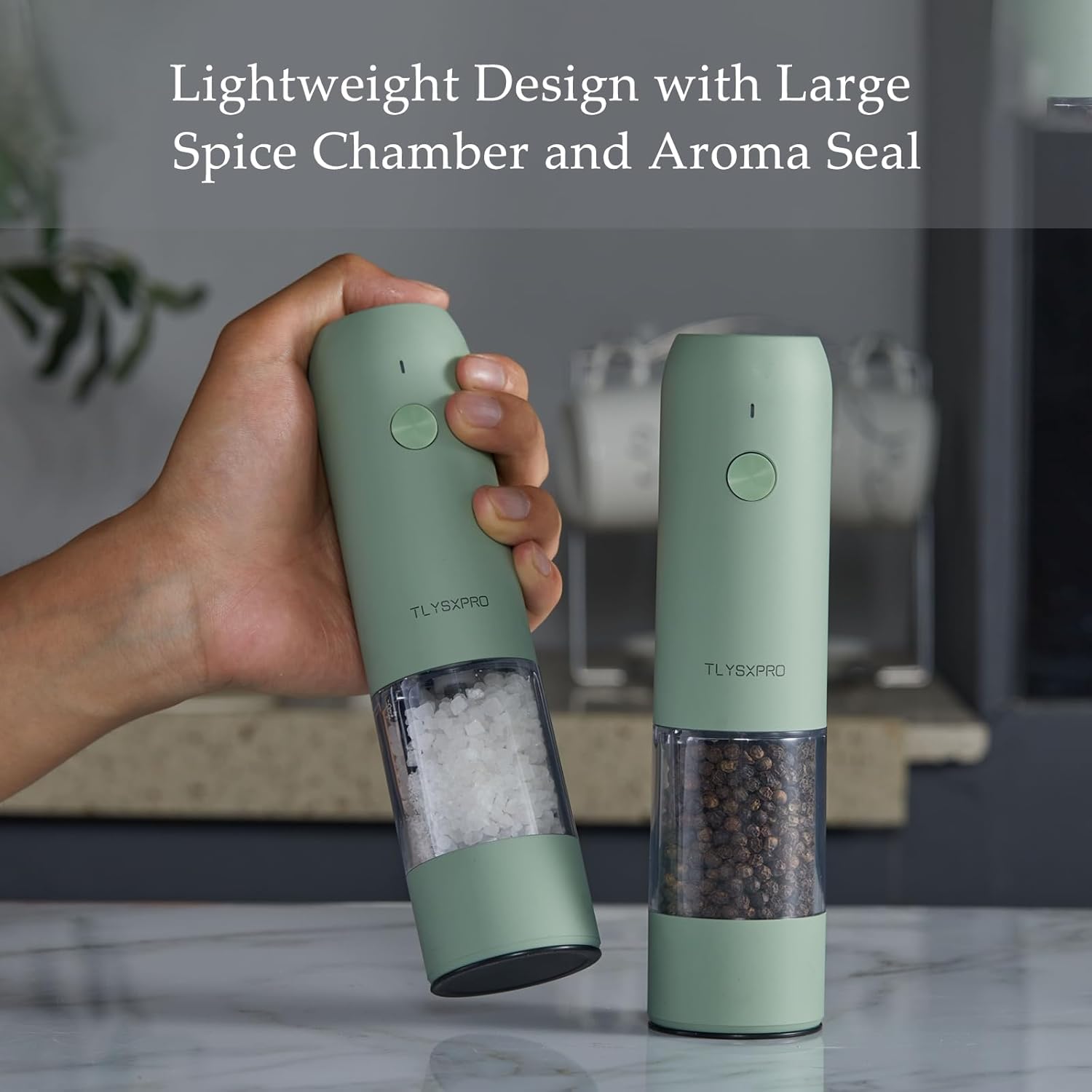 Professional Electric Salt and Pepper Grinder Set with 6 Adjustment Levels