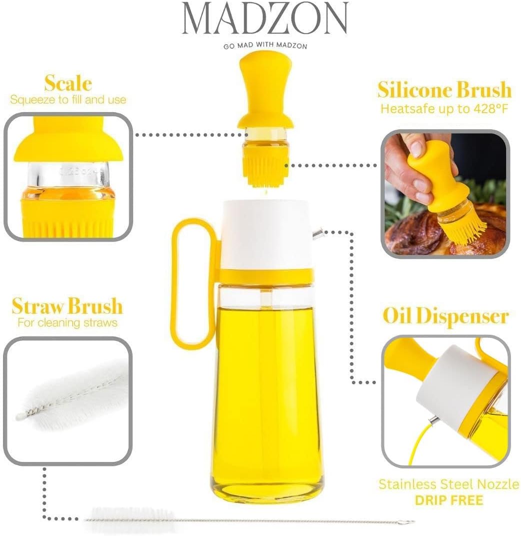 Madzon 3-in-1 Glass Oil Dispenser - Leakproof Easy to Clean