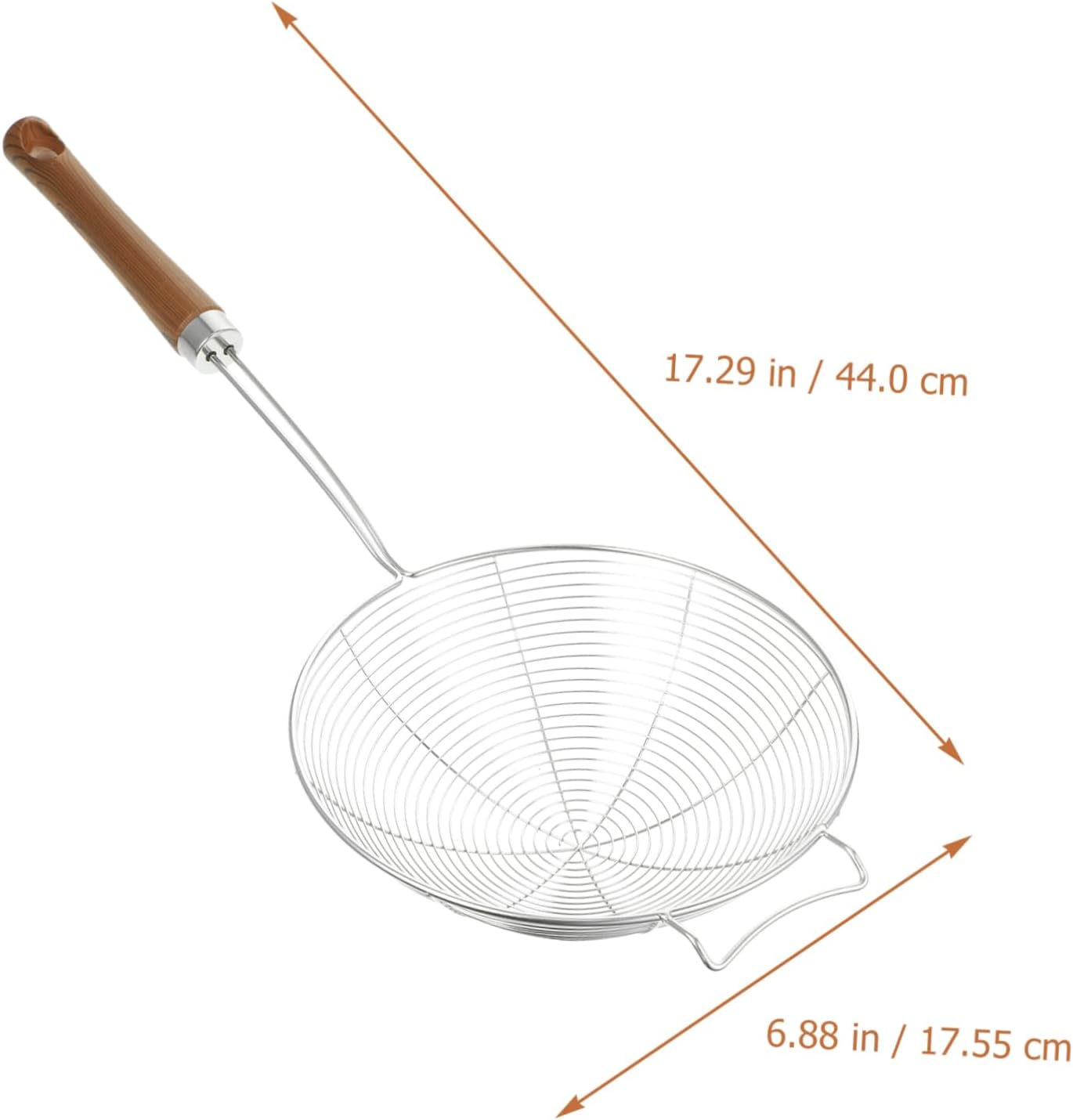 MikinonaStainless Steel Strainer Skimmer with Wooden Handle for Kitchen Use