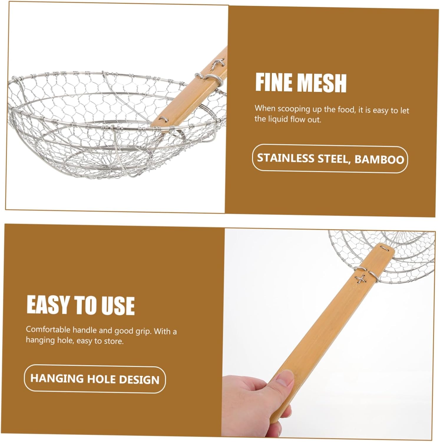 Stainless Steel Fried Slippery Net Skimmer Spoon for Cooking Home Kitchen Tool