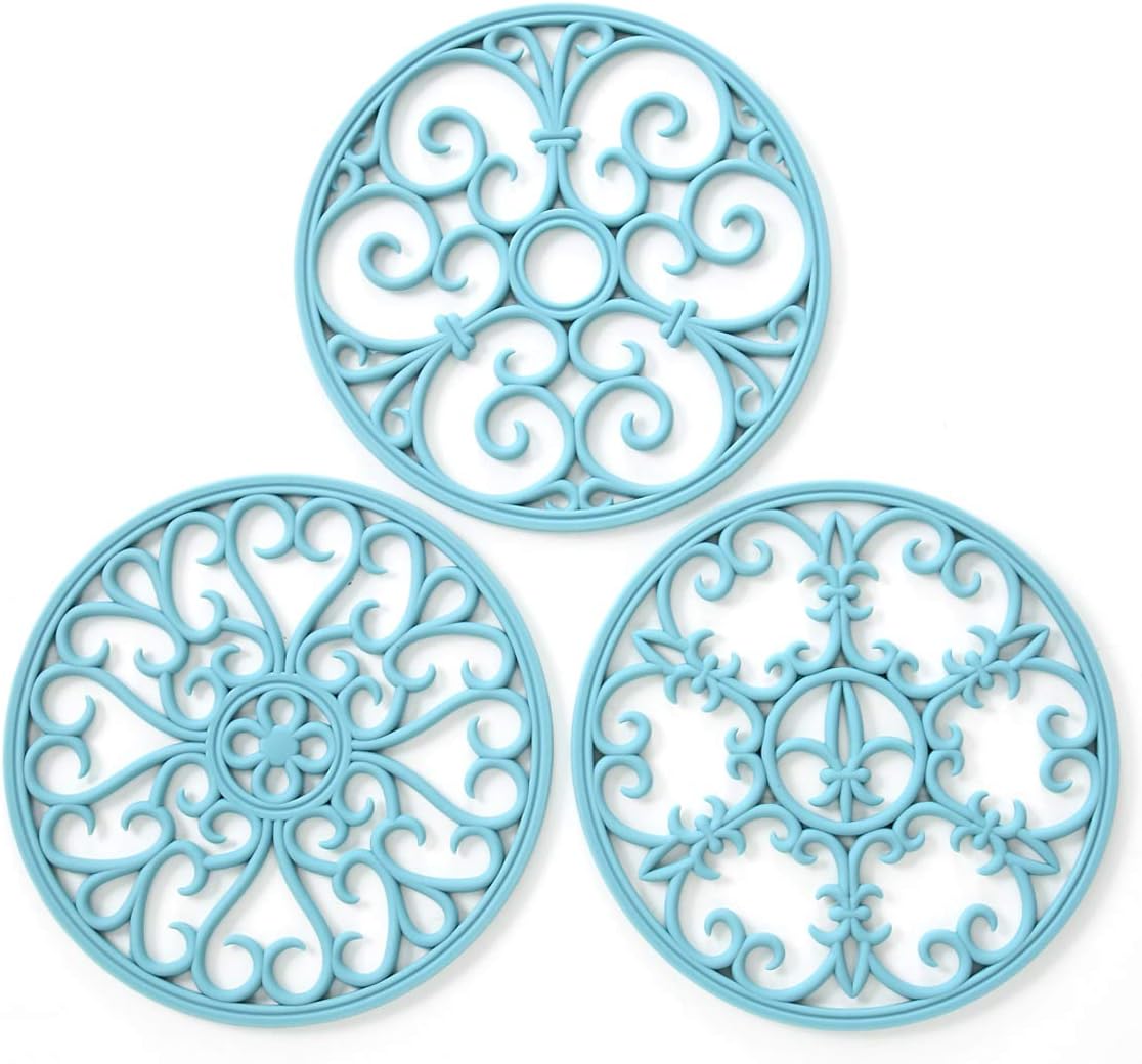 Resilient Set of 3 - Non-Slip silicone trivets for Kitchen Use
