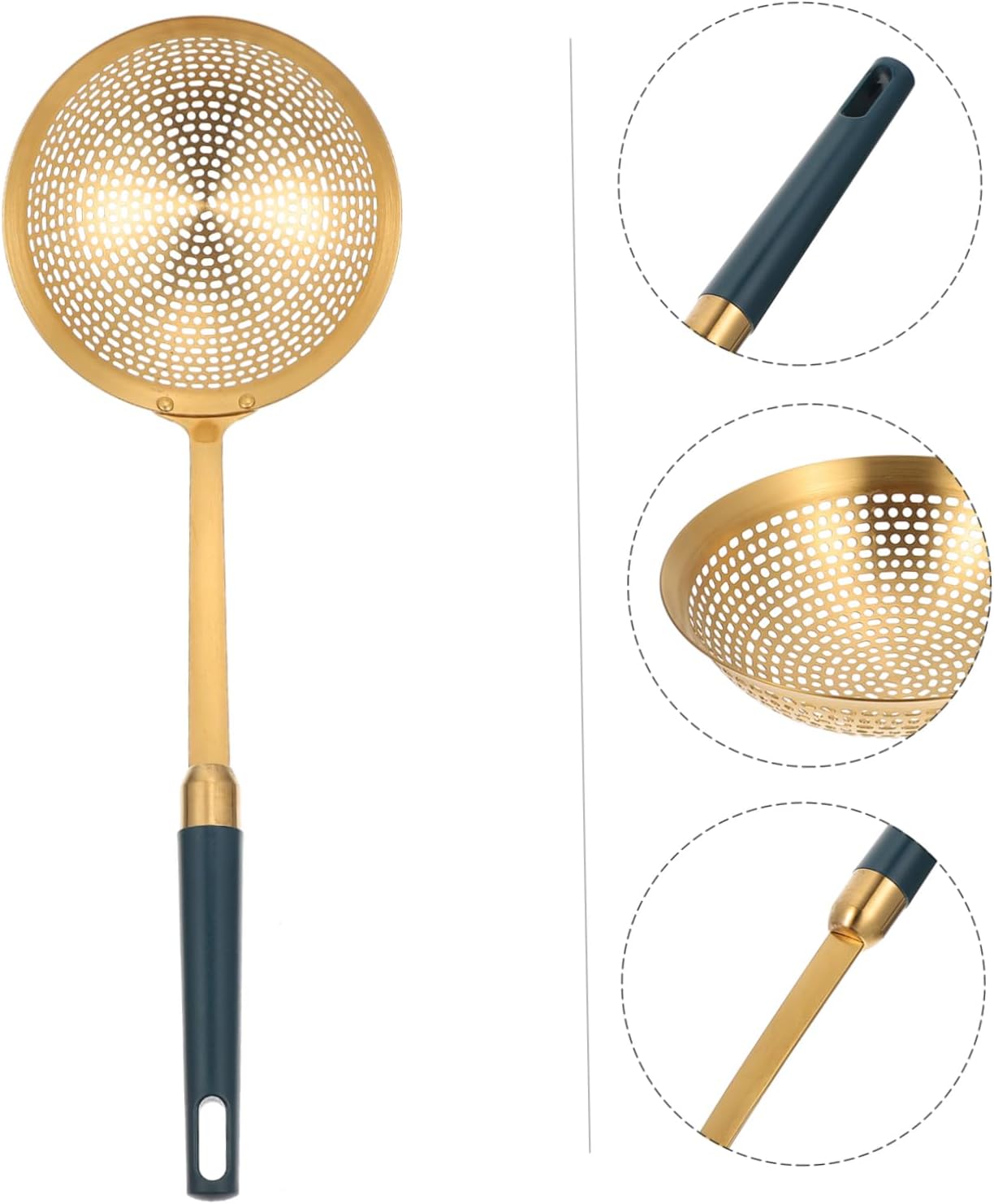 Stainless Steel Cooking Skimeter Frying Spoon Strainer Yellow