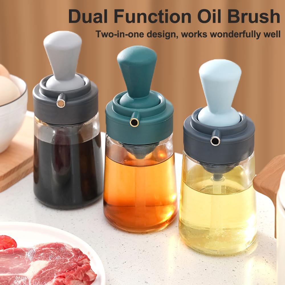 KICPUK 2-in-1 Oil Dispenser with Silicone Brush Blue