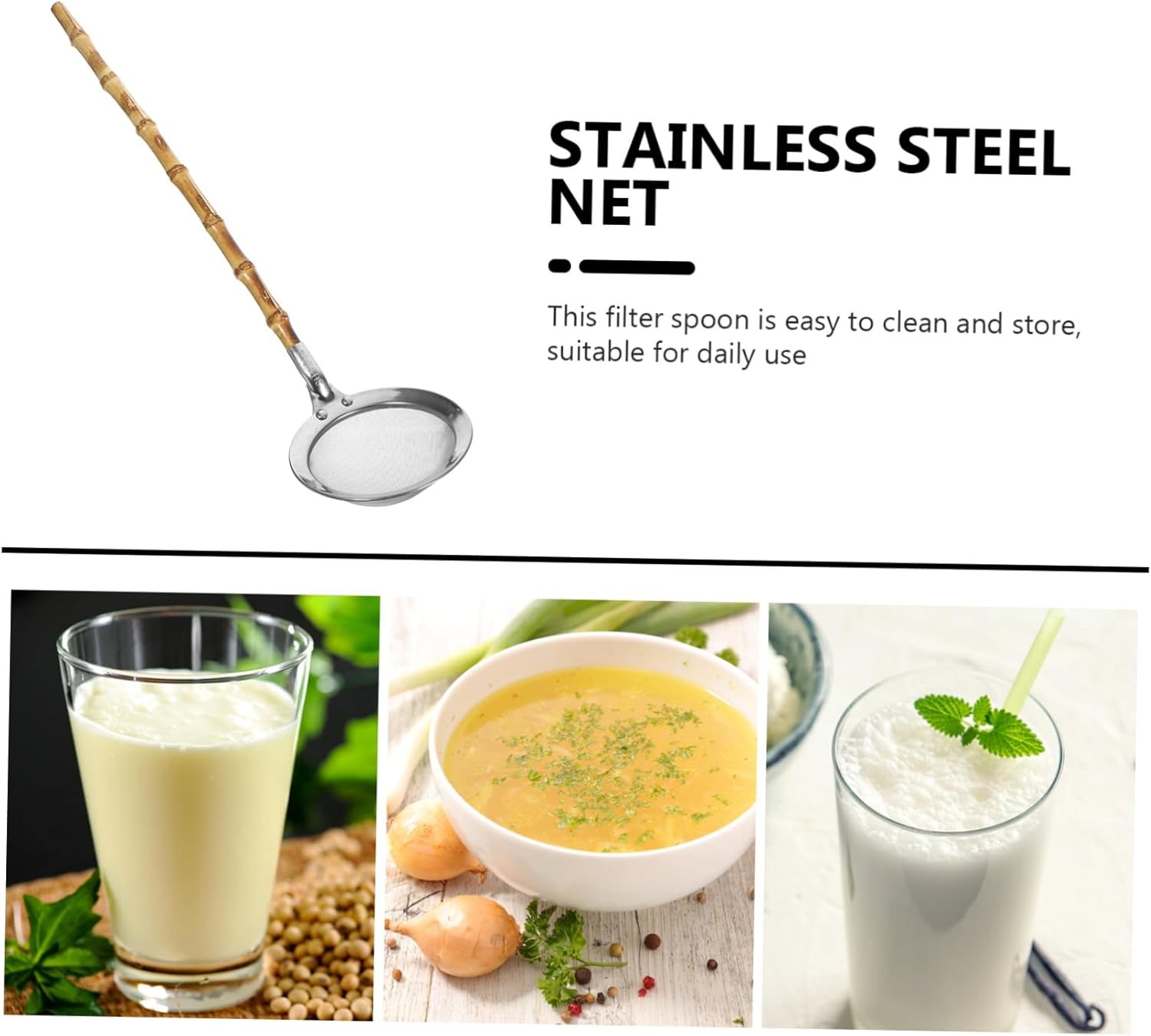 Ergonomic 304 Stainless Steel Colander Ladle for Kitchen Use