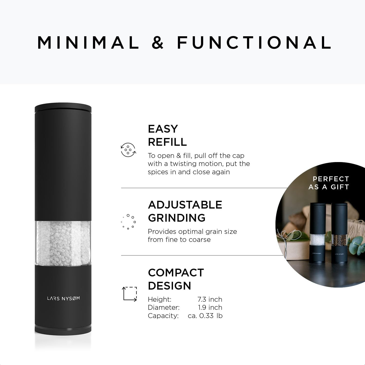 LARS NYSM Salt Pepper Mill Set