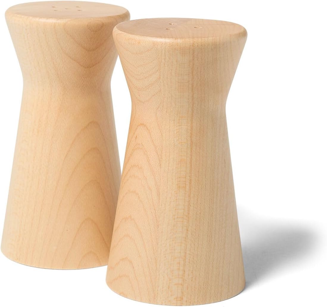 Sur La Table Maple Wood Salt Pepper Shakers Tan