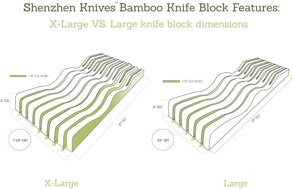Durable Stylish X-Large In-Drawer Bamboo Knife Block