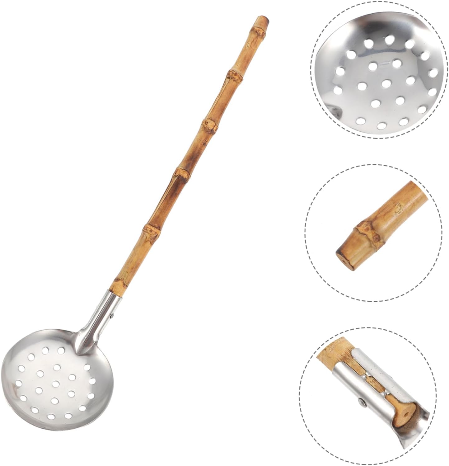 Sturdy Bamboo Colander for Hot Pot Cooking Easy Cleaning StAINLESS STEEL Spoon
