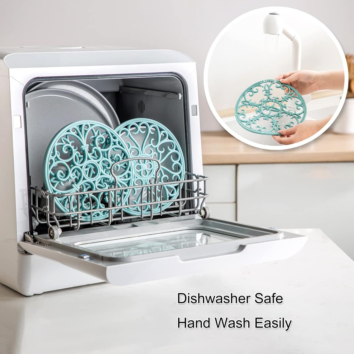 Resilient Set of 3 - Non-Slip silicone trivets for Kitchen Use