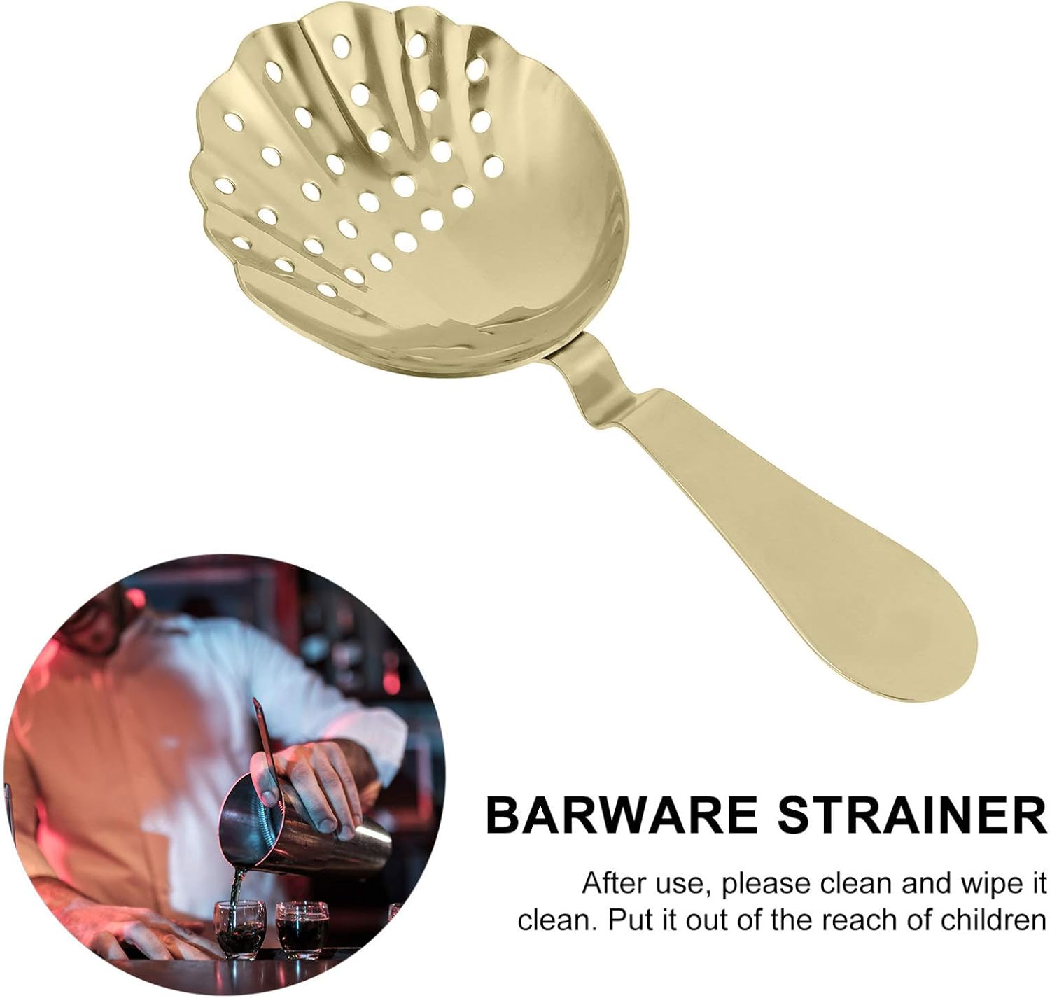Hemoton 1-Piece Bar Strainer for Bartenders Durable Elegant
