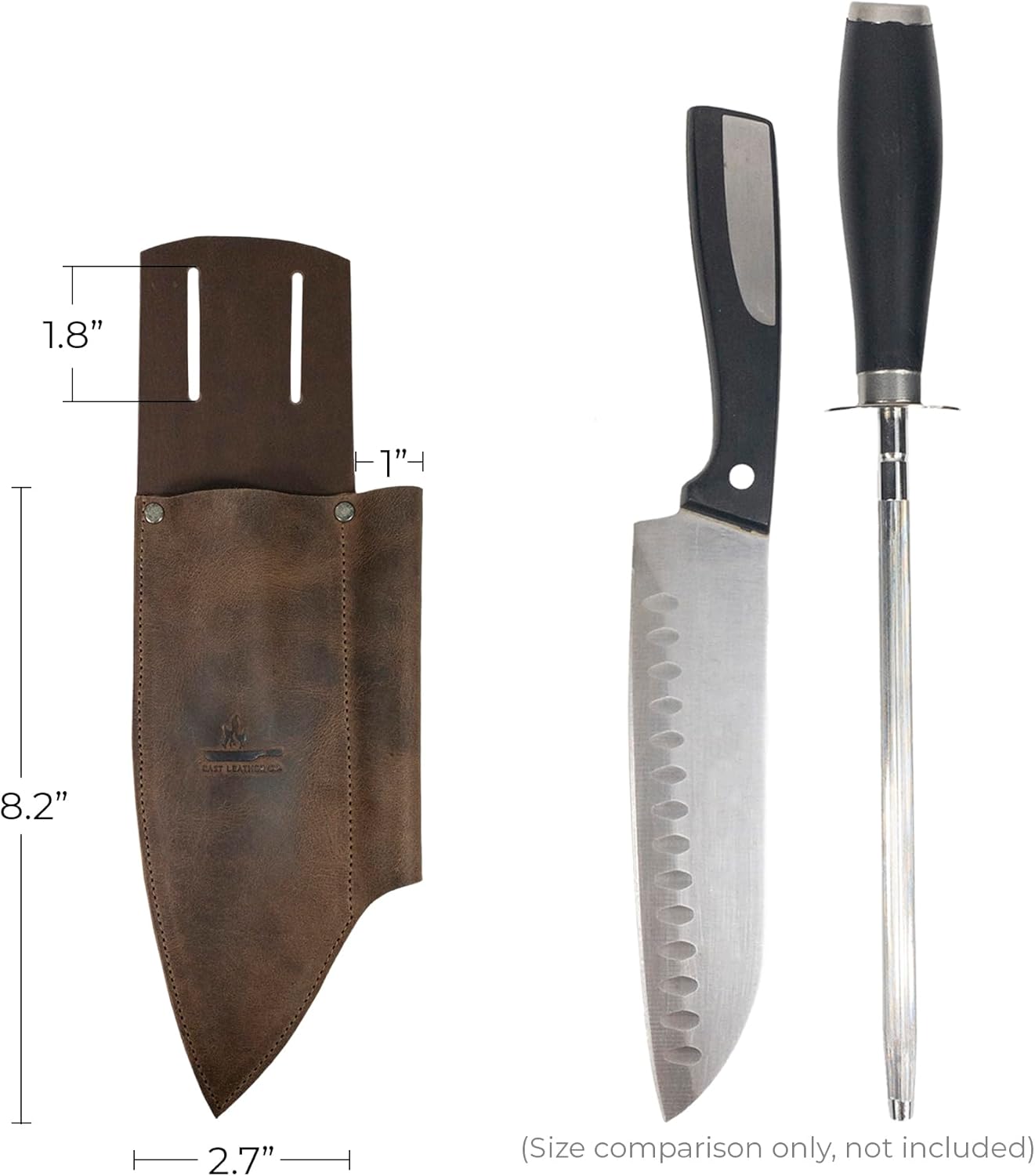 Chef Knife Holster with Sharpener Rustic Leather