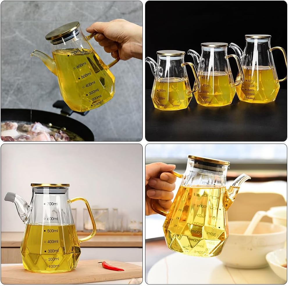 OSALADI Diamond Oiler Oil Jug Dispenser Glass - Premium Ergonomic Drought-Free Kitchen Tool