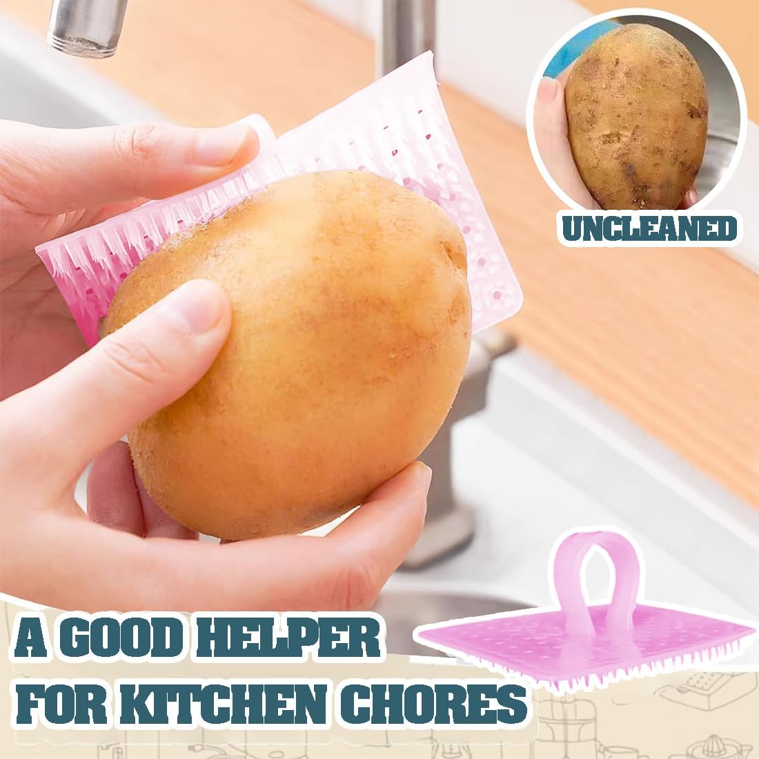 Umpiyte Vegetable Scrubbers 3-Piece Flexible Design for Kitchen Use