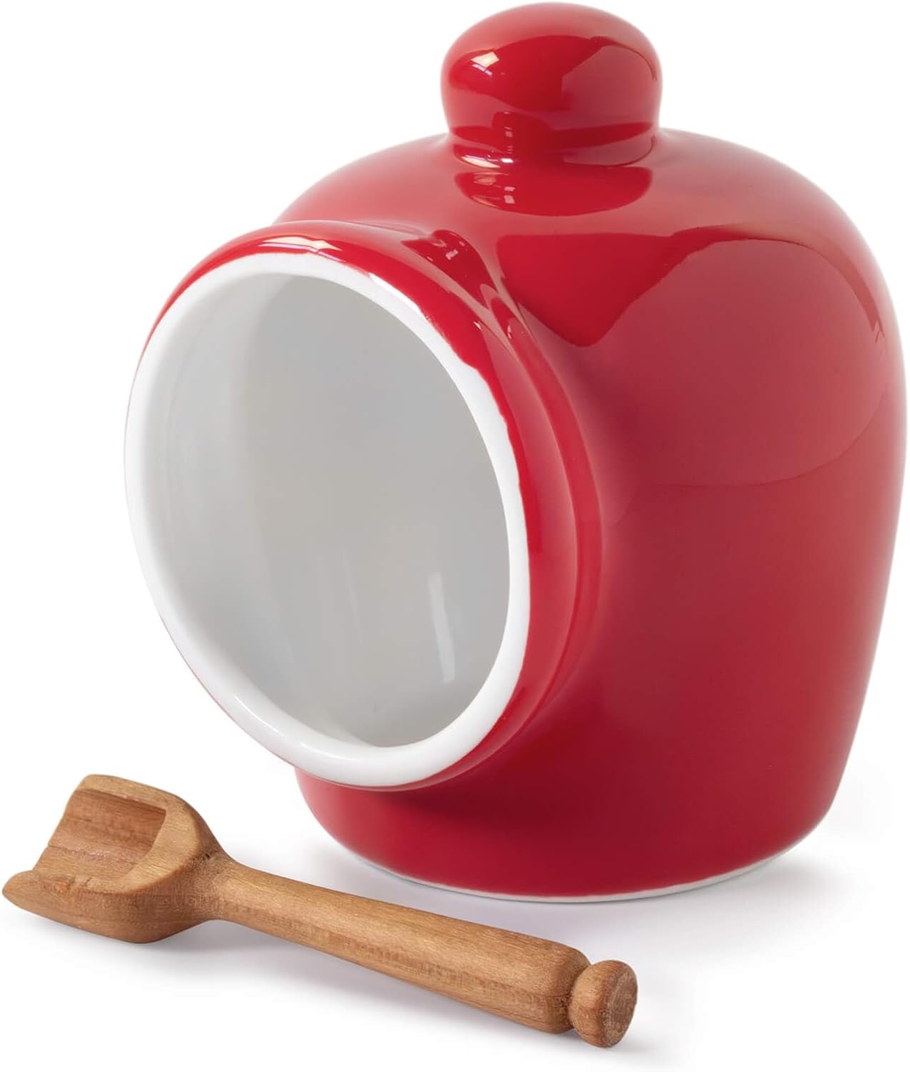 WM Bartleet Sons 1750 Traditional Salt Pig with Wooden Spoon Red 9cm