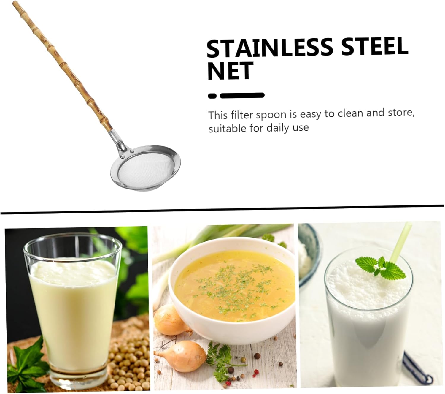 Stainless Steel Japanese-Style Skimmer with Handle Pure Elegance