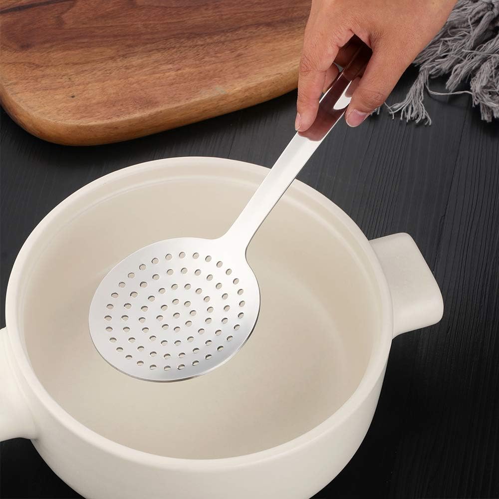 6 Pcs Silver Skimmer Spoon Stainless Steel Titanium Plated Set for Kitchen