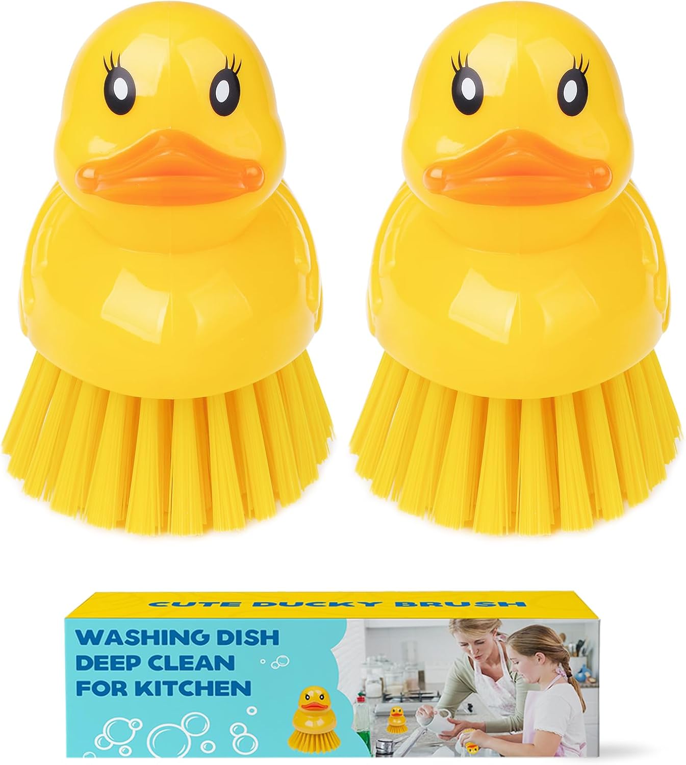 GTOTd Cute Ducky Washing Dish Brush 2 Pack
