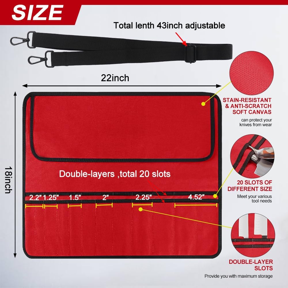 Red Chef Knife Bag for Camping