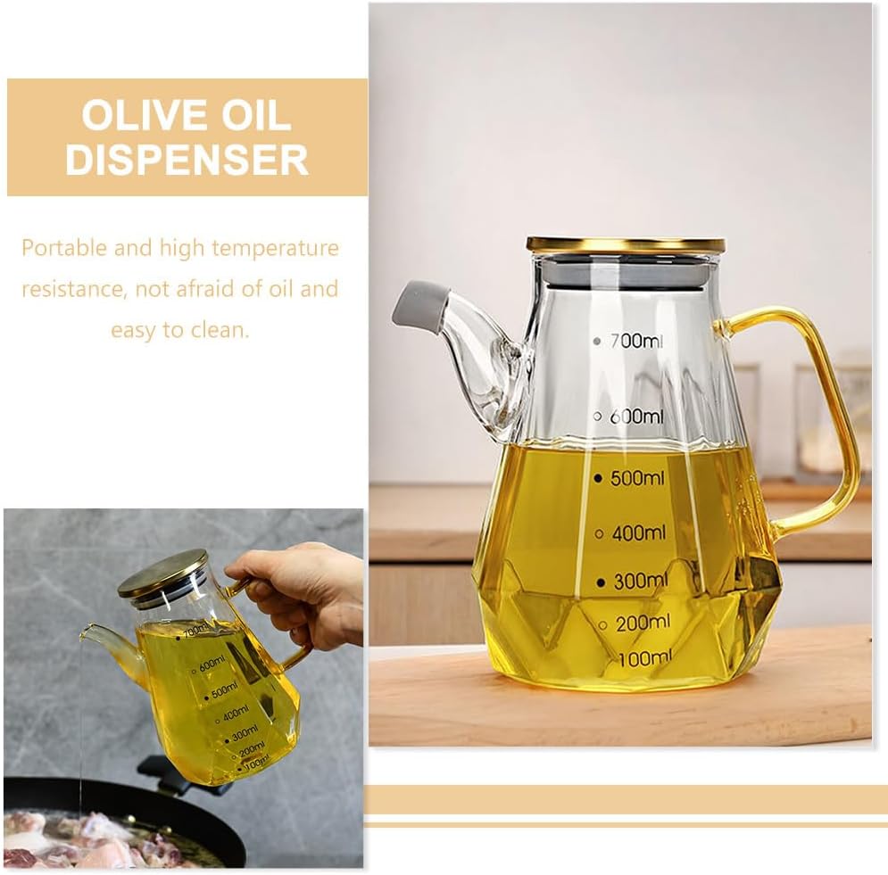 OSALADI Diamond Oiler Oil Jug Dispenser Glass - Premium Ergonomic Drought-Free Kitchen Tool
