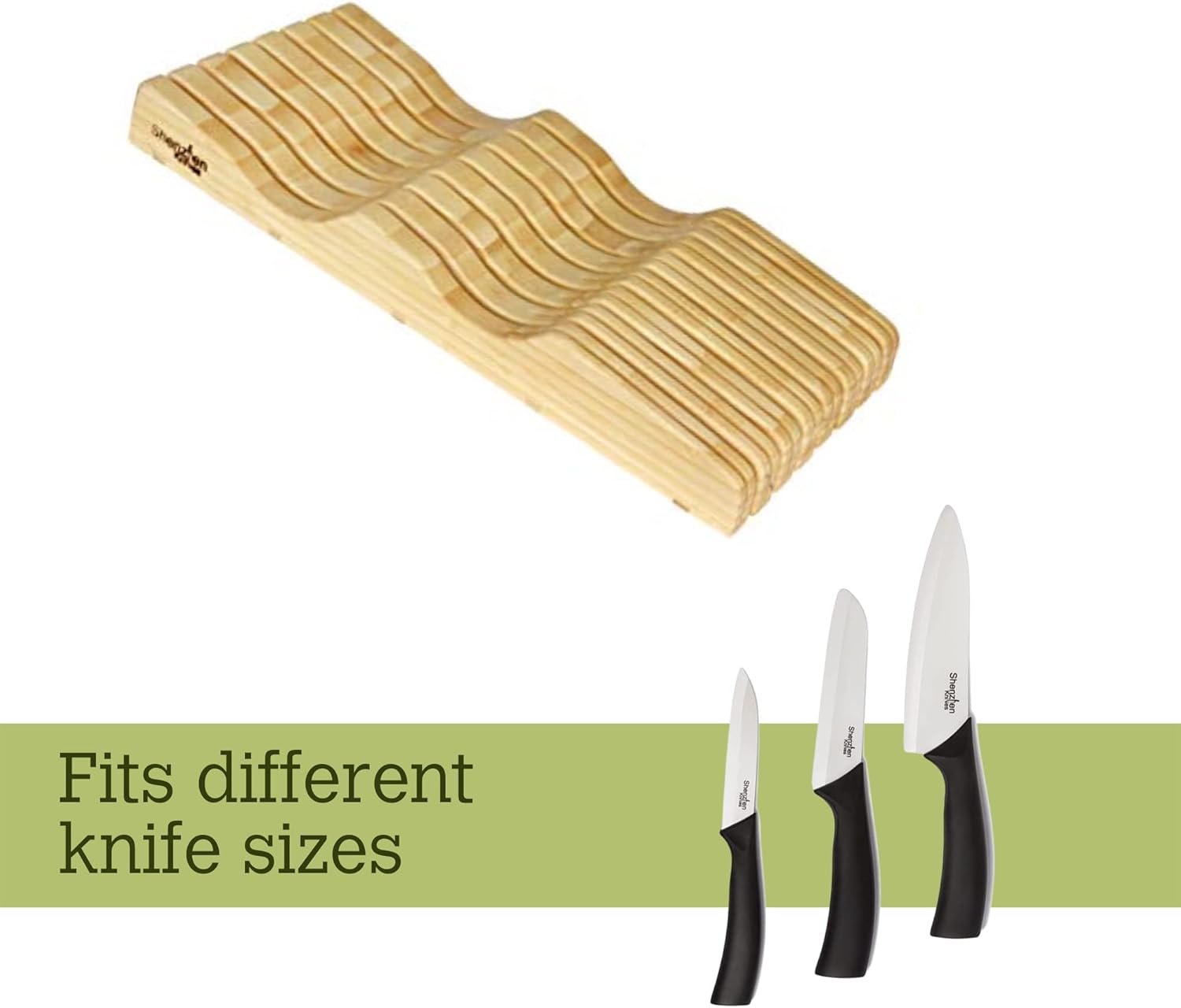Durable Stylish X-Large In-Drawer Bamboo Knife Block